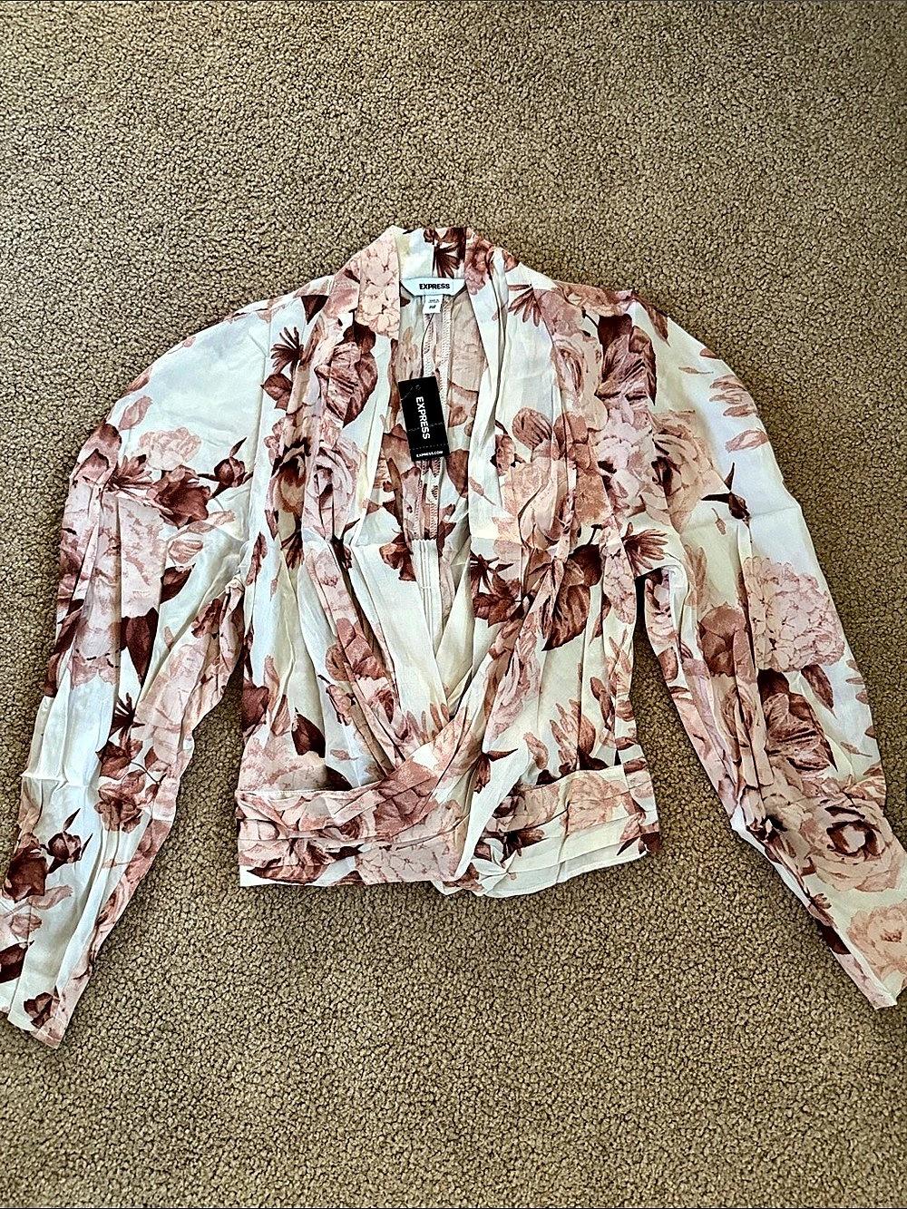 Express Floral sheer blouse in Pink & White Size XXS NWT